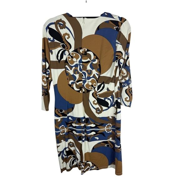 J. McLaughlin Sophia Dress Blue and Khaki- Size M - Picture 2 of 7